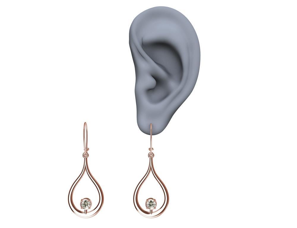 18 Karat Pink Gold GIA Diamond Flat Teardrop Earrings In New Condition For Sale In New York, NY
