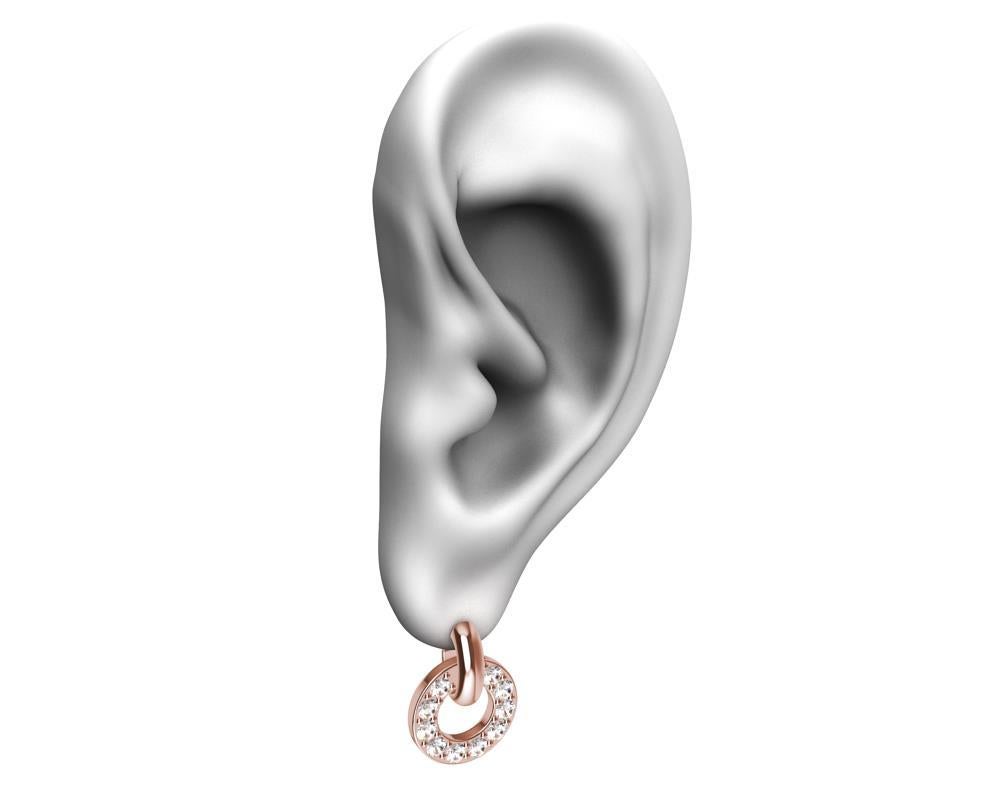 Women's 18 Karat Pink Gold GIA Diamond Hoop Dangle Earrings