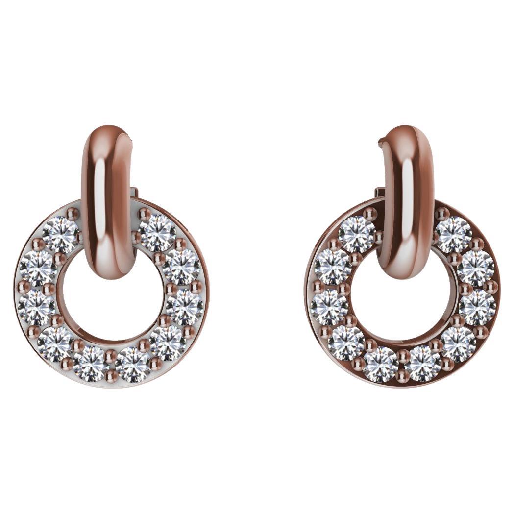 18 Karat Pink Gold GIA Diamond Hoop Dangle Earrings