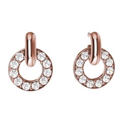 Boucles d'oreilles pendantes en or rose 18 carats avec diamants GIA