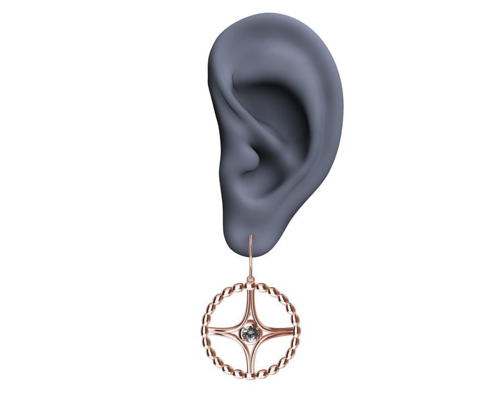 18 Karat White Gold GIA Diamond Nautical Bead Hoop Earrings. Tiffany designer , Thomas Kurilla created this Nautical series of earrings because of his love of the ocean, sailing, and inspired shapes. 2- 4mm G,VS1  GIA  diamonds .462 Ct. Wt . 23 mm