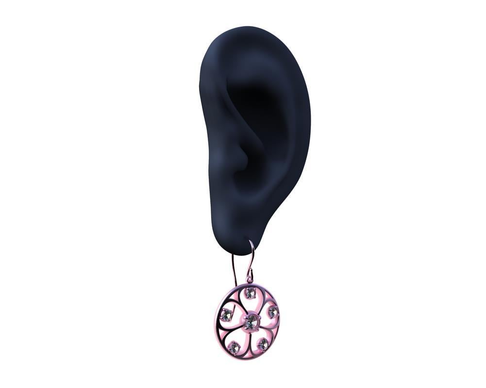 18 Karat Rosa Gold GIA Diamanten 5 Blütenblatt-Ohrringe (Zeitgenössisch) im Angebot