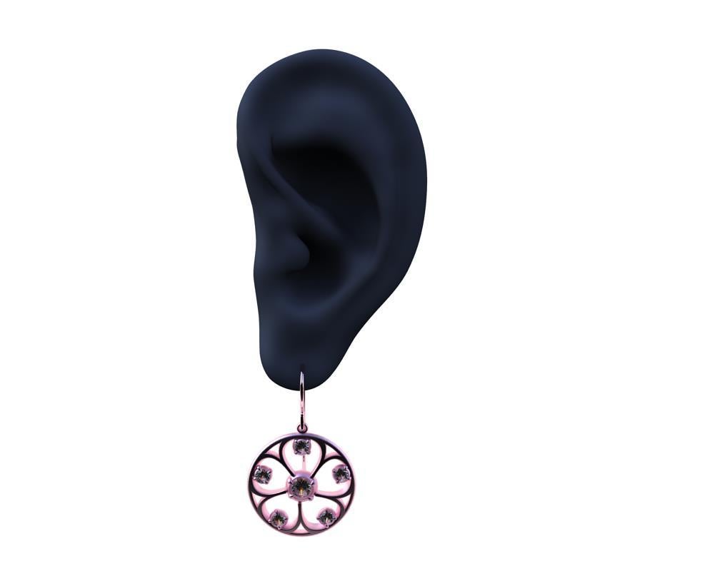 18 Karat Rosa Gold GIA Diamanten 5 Blütenblatt-Ohrringe im Zustand „Neu“ im Angebot in New York, NY