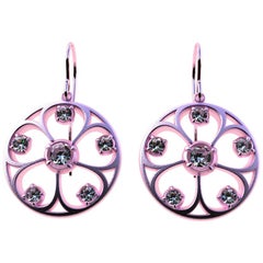 Boucles d'oreilles fleur en or rose 18 carats avec 5 pétales de diamants certifiés GIA