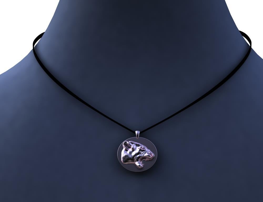 Contemporary 18 Karat Pink Gold Growler Panther Pendant Necklace For Sale