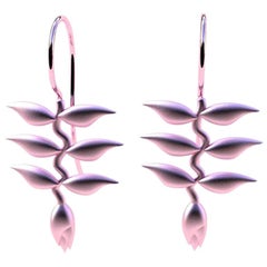 18 Karat Pink Gold Heliconia Dangle Earrings