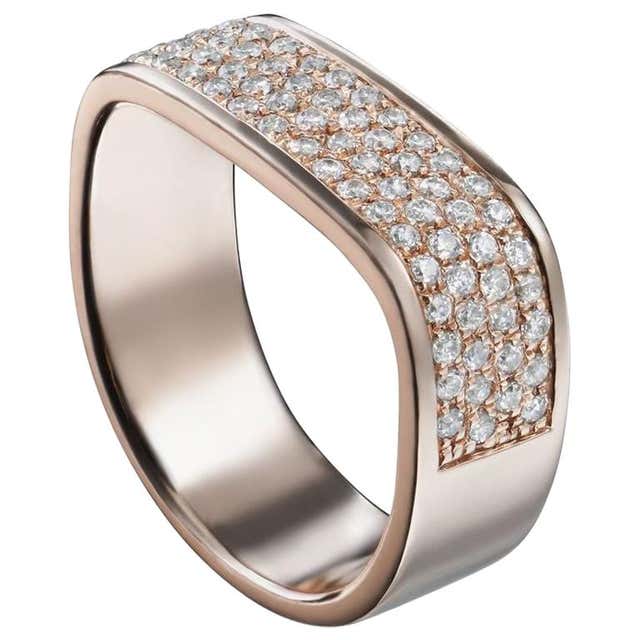 18 Karat White Gold Diamond Pave Ring Pinky Unisex For Sale at 1stDibs