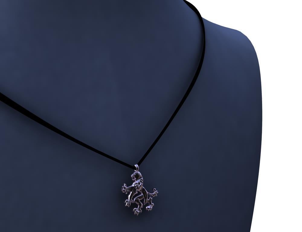 Contemporary 18 Karat Pink Gold Lion Rampant Pendant Necklace For Sale