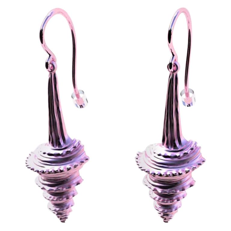 18 Karat Pink Gold Turris Shell Earring Dangles