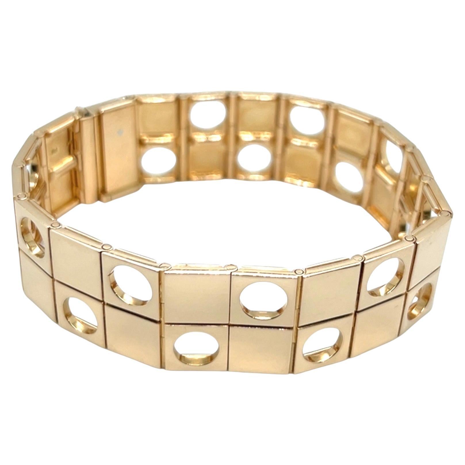 Pulsera modernista de oro rosa de 18 quilates de Burch, años 70