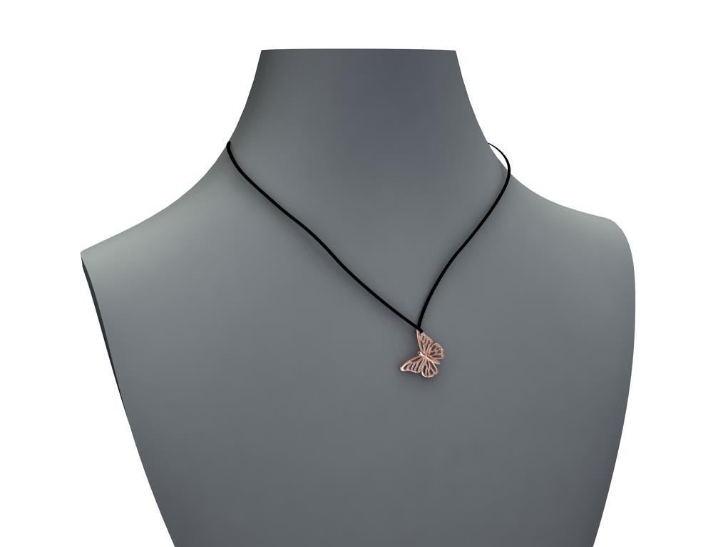 18 Karat Yellow Pink Petite Monarch Butterfly Pendant Necklace, Tiffany Designer, Thomas Kurilla sculpted this butterfly pendant for the new Fall season. Butterflies have always captured the imagination of designers with their amazing patterns and