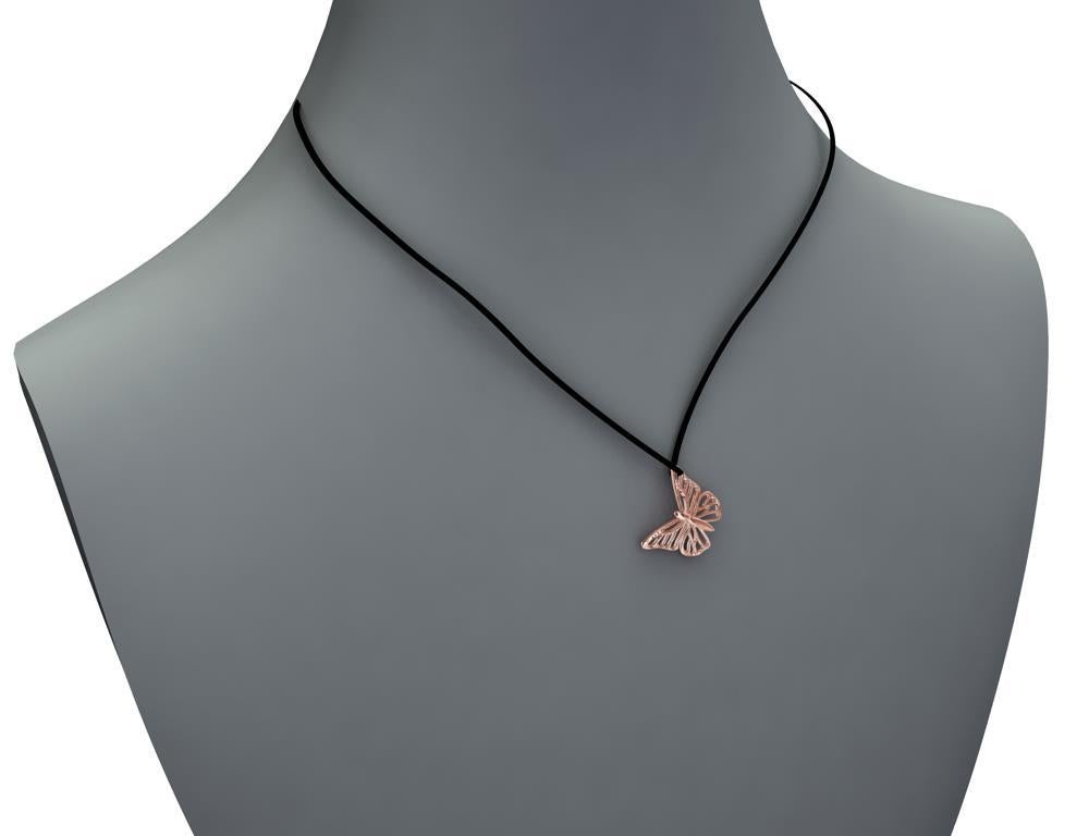 18 Karat Roségold Monarch Schmetterlingsanhänger-Halskette (Zeitgenössisch) im Angebot