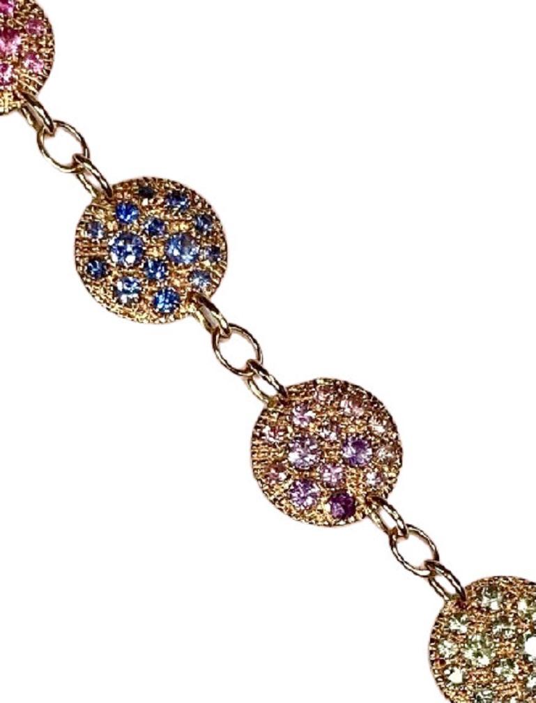 Brilliant Cut 18 Karat Gold Multi-Color Sapphires Italian Bracelet For Sale