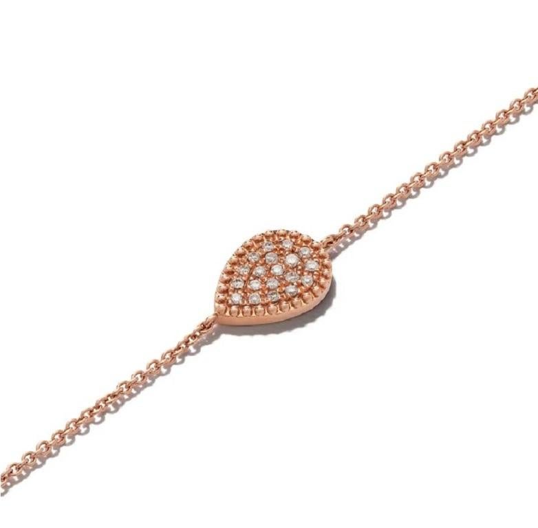 Round Cut 18 Karat Pink Gold Mye Pear Beading Pave Diamond Bracelet For Sale