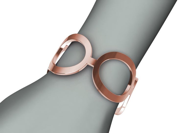 Contemporary 18 Karat Pink Gold Oval Cuff Bracelet For Sale