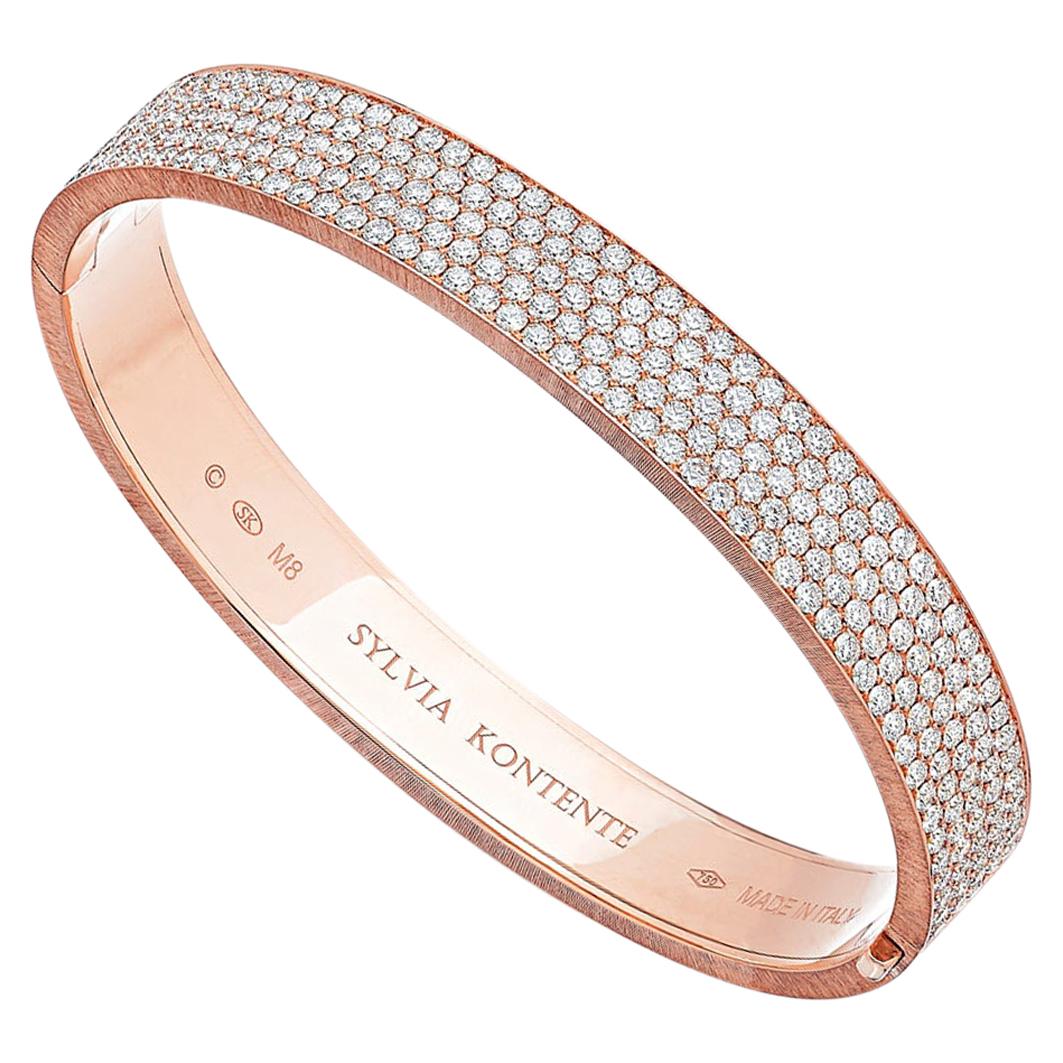 18K Pink Gold Diamond Bracelet For Sale