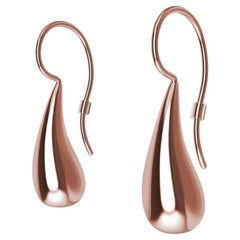 18 Karat Pink Gold Petite Teardrop Drop Earrings