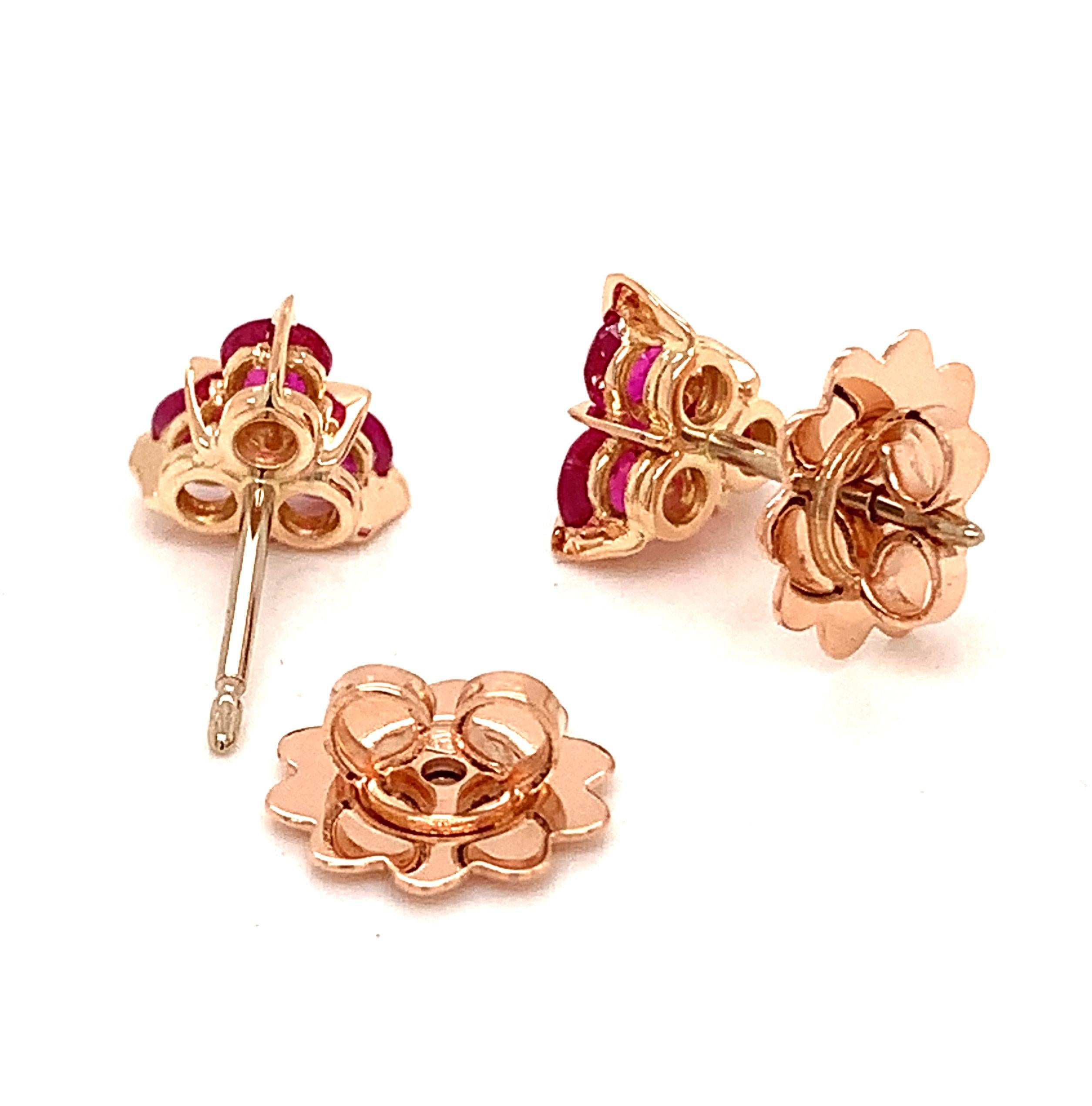 Garavelli earrings in  very unique and pretty design, in pink gold 18 kt with six perfect round pink sapphires to a total carat weight of 1.26
 Available also in diamonds, emeralds, sapphires, rubies. Matching pendant  available.
GOLD grs : 3,00
