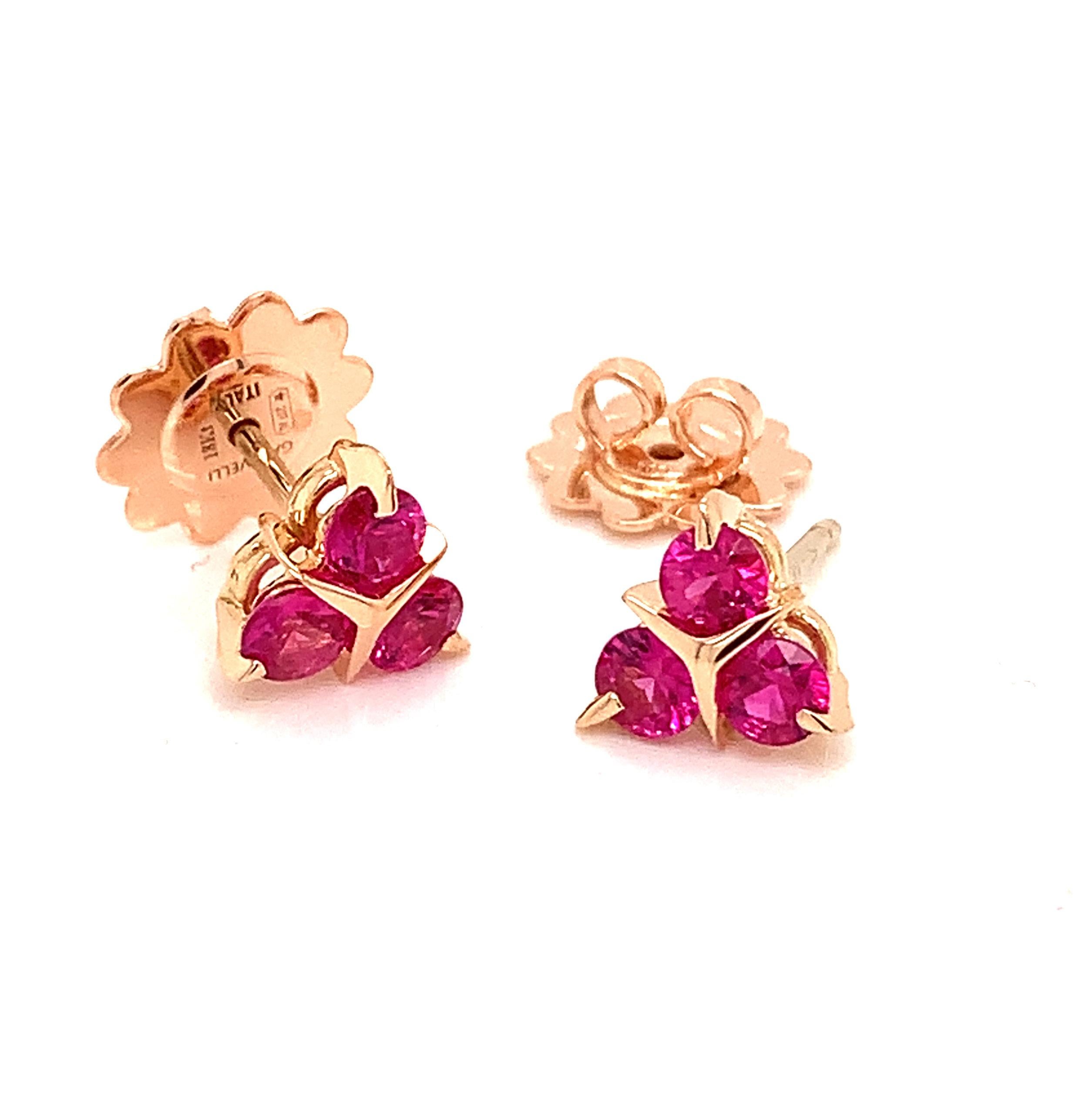 Round Cut 18 Karat Pink Gold Pink Sapphires Garavelli Earrings