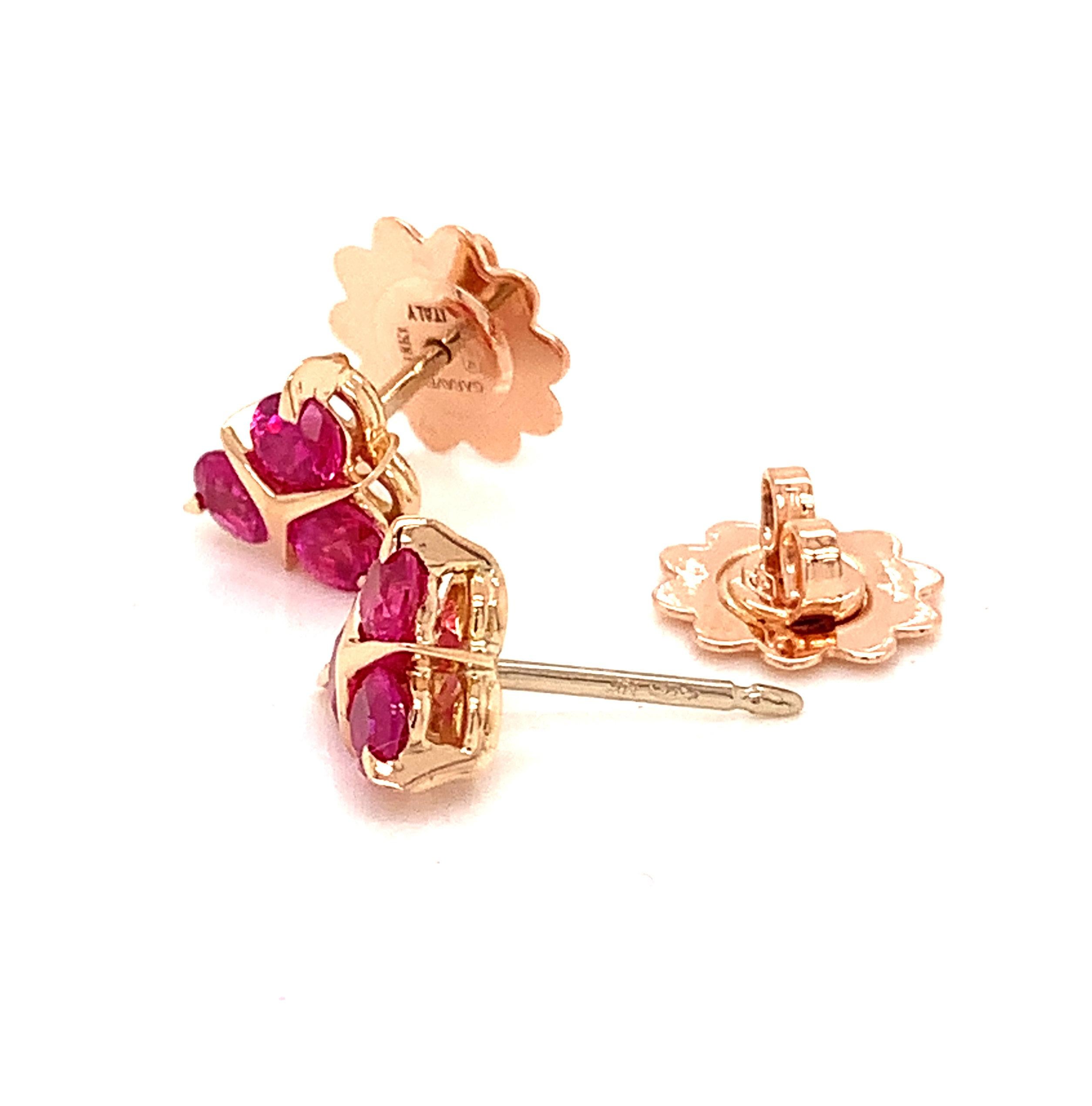 18 Karat Pink Gold Pink Sapphires Garavelli Earrings In New Condition In Valenza, IT