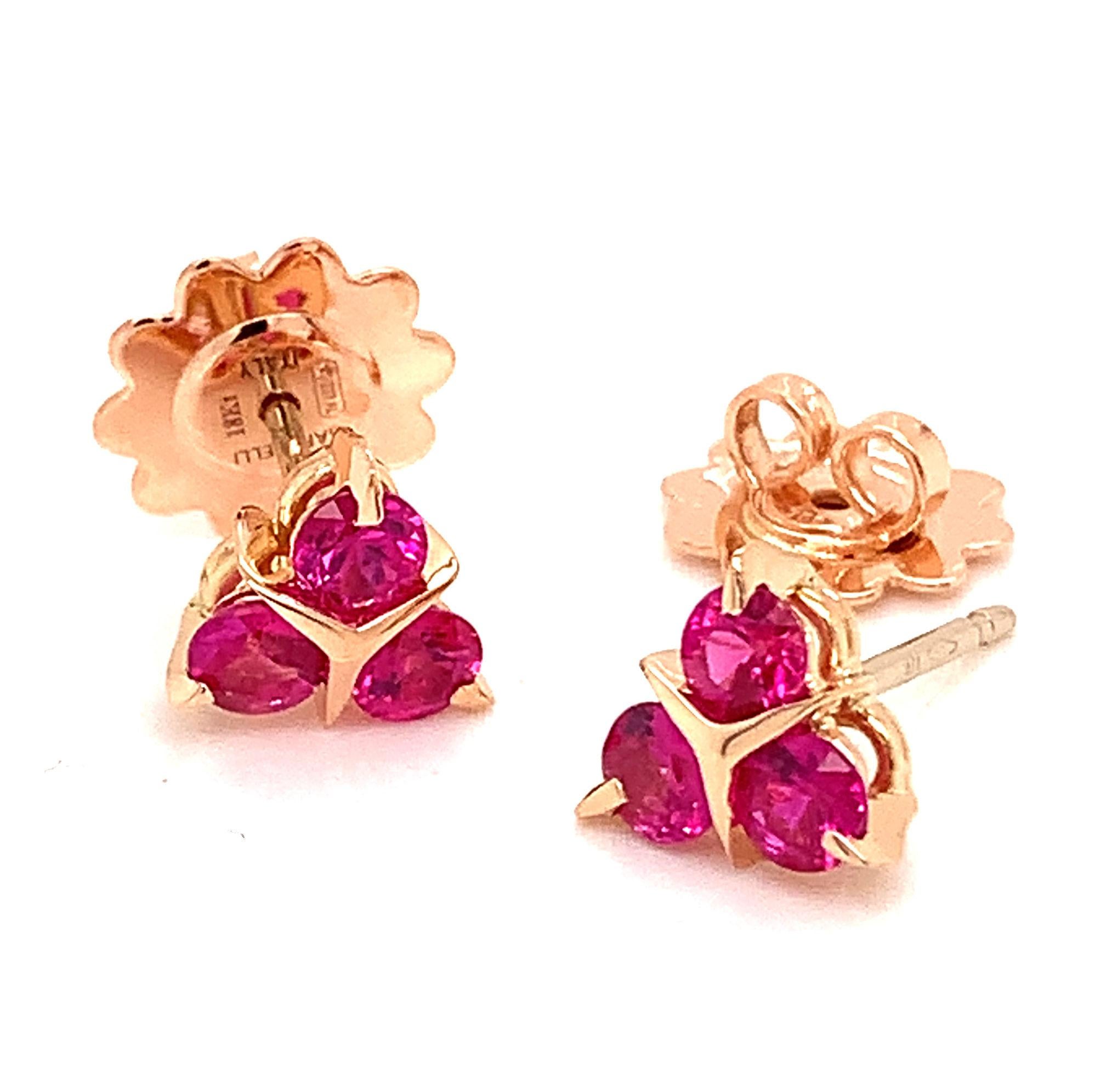 18 Karat Pink Gold Pink Sapphires Garavelli Earrings 3