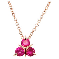 18 Karat Pink Gold Pink Sapphires Garavelli Pendant with Chain