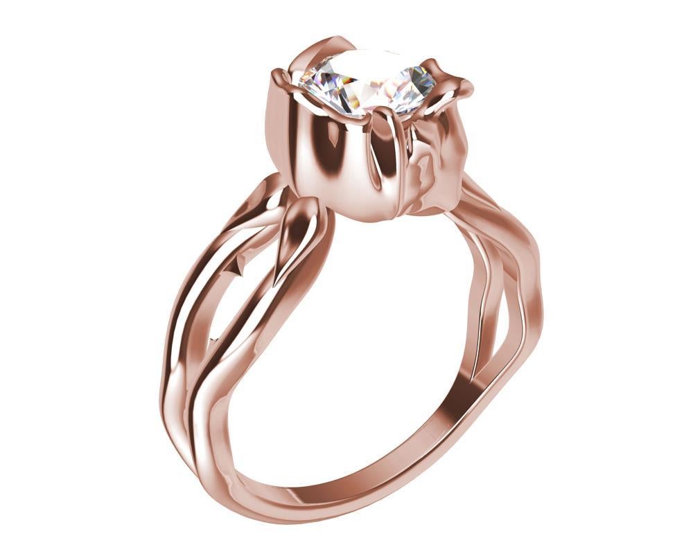 For Sale:  18 Karat Pink Gold Rose GIA Diamond Engagement Ring 3