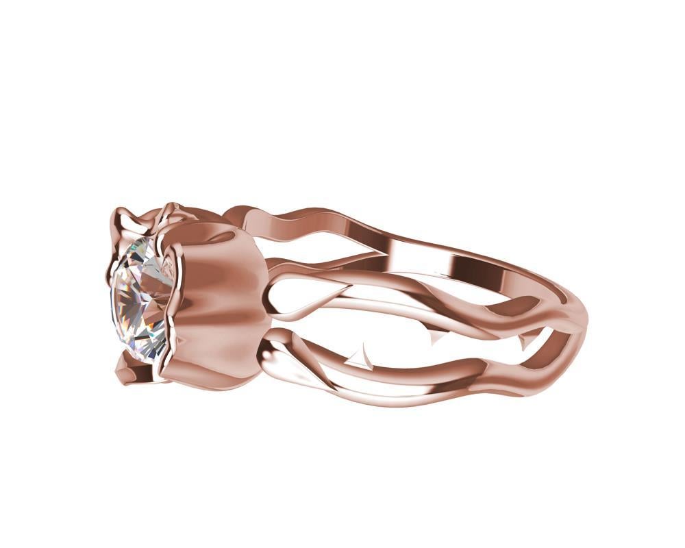 For Sale:  18 Karat Pink Gold Rose GIA Diamond Engagement Ring 4