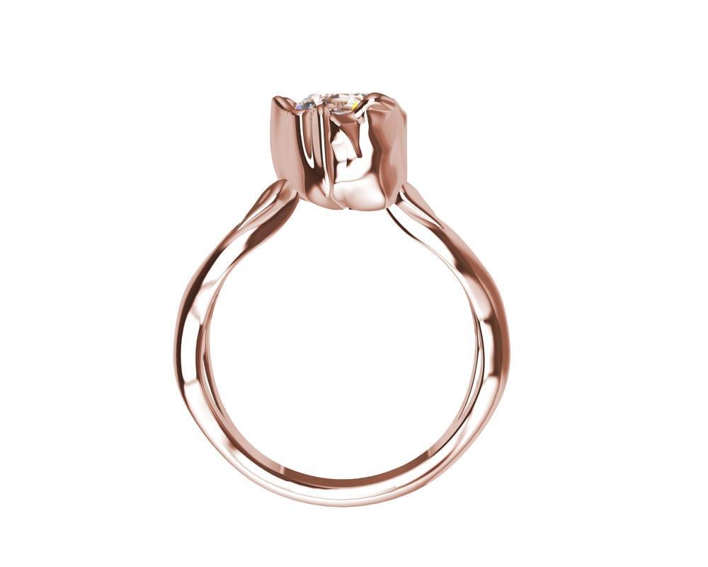 For Sale:  18 Karat Pink Gold Rose GIA Diamond Engagement Ring 5