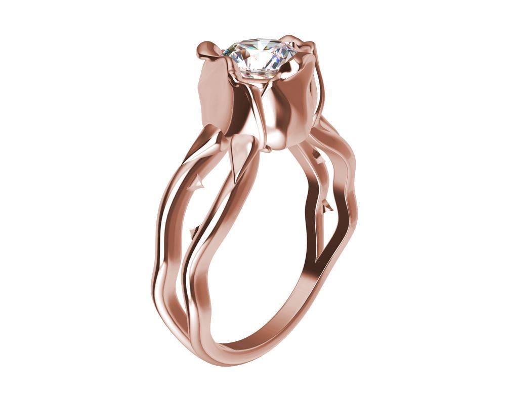 For Sale:  18 Karat Pink Gold Rose GIA Diamond Engagement Ring 6