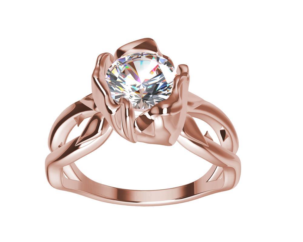 For Sale:  18 Karat Pink Gold Rose GIA Diamond Engagement Ring 8