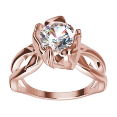 Anello di fidanzamento con diamanti GIA in oro rosa 18 carati