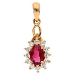 18 Karat Pink Gold, Ruby, and Diamond Pendant for Necklace