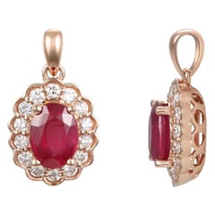 18 Karat Pink Gold, Ruby and Diamond Pendant