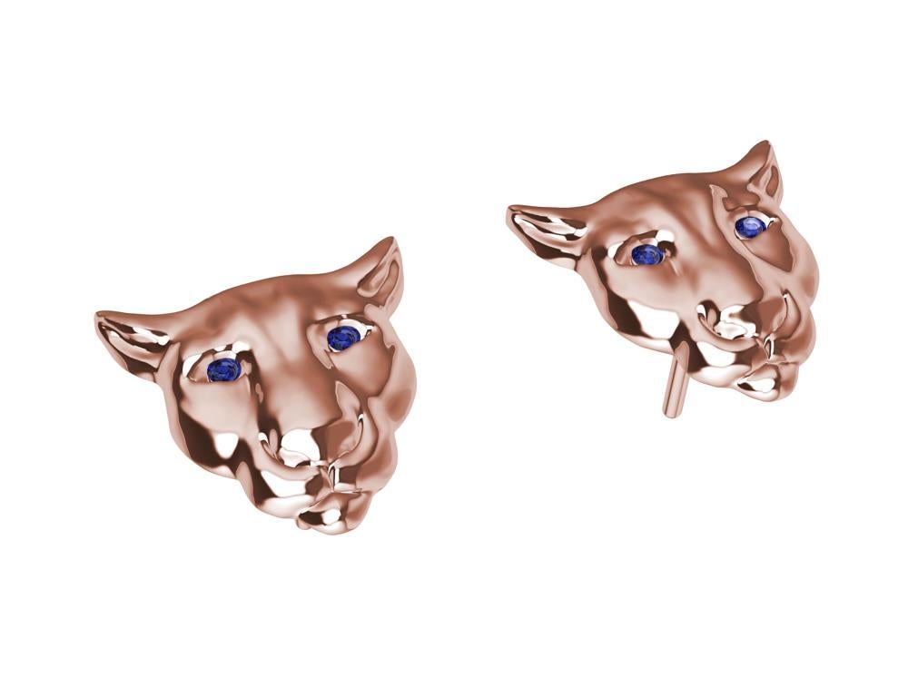 18 Karat Pink Gold Sapphire  Eyes Colorado Cougar Stud Earrings, Tiffany Jewelry designer , Thomas Kurilla  is trying to keep the wild life at bay. They call it a mountain lion, panther, puma, or cougar . Just remember it has 4 legs, you have 2.