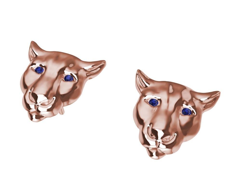 Clous d'oreilles Colorado Cougar en or rose 18 carats avec œillets en saphir Neuf - En vente à New York, NY