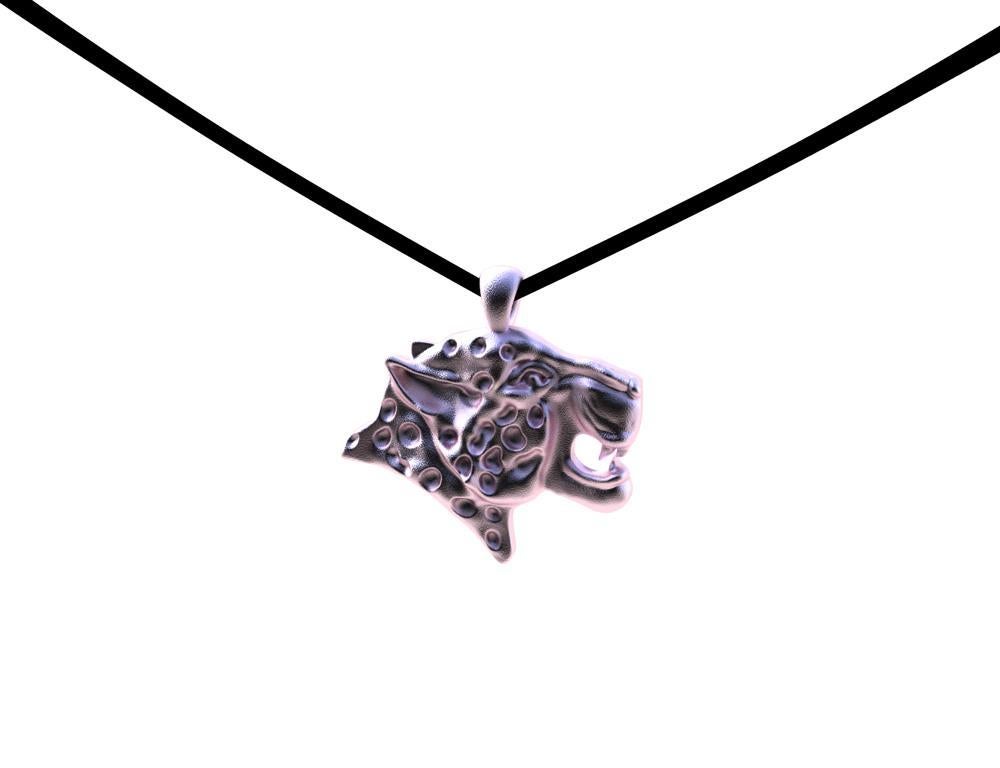 Contemporary 18 Karat Pink Gold Spotted Leopard on Flat Suede Cord For Sale