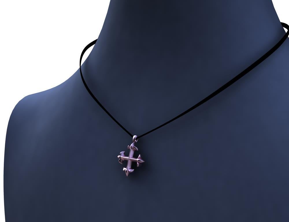 18 Karat Pink Gold St. Mary's Fleur-di-Lys Pendant Necklace For Sale 2