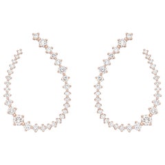 18 Karat Pink Gold Swing Diamond Small Hoop Earrings