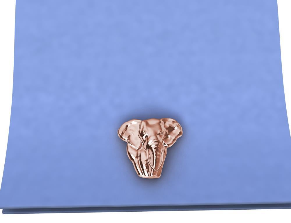 18 Karat Pink Gold Two Tusk Elephant Cufflinks In New Condition In New York, NY