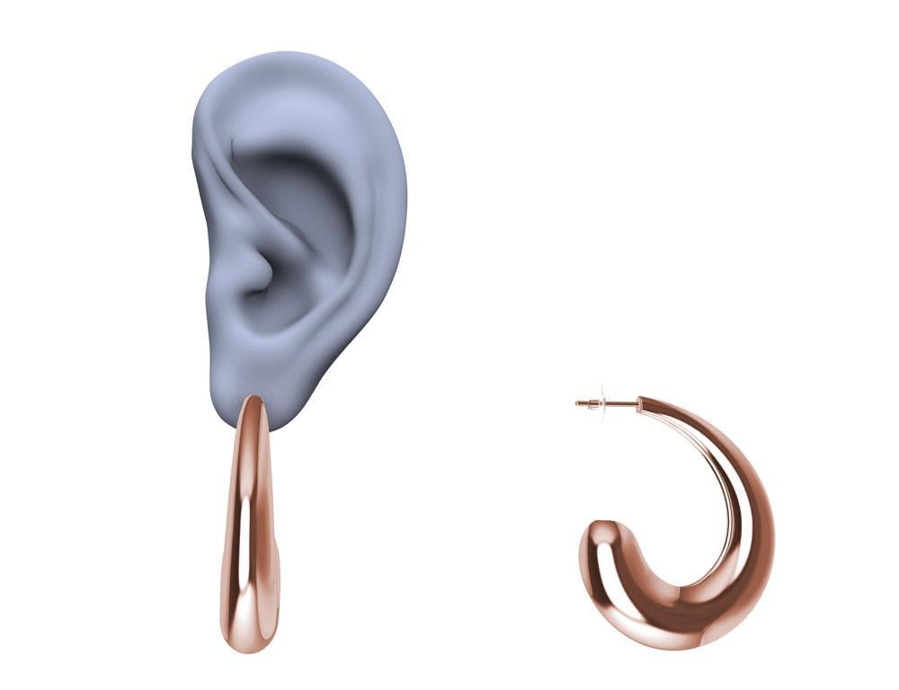 Boucles d'oreilles en forme de larme en or rose 18 carats et vermeil en forme de C-Hoop Pour femmes en vente