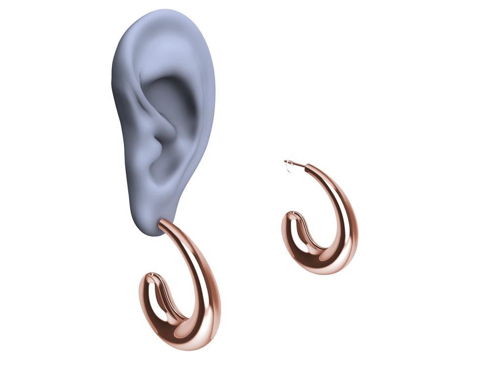 Boucles d'oreilles en forme de larme en or rose 18 carats et vermeil en forme de C-Hoop en vente 3