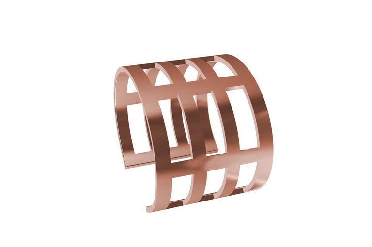18 Karat Pink Gold Vermeil Cuff Bracelet For Sale 2