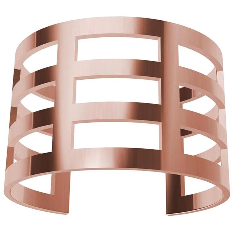 18 Karat Pink Gold Vermeil Cuff Bracelet For Sale
