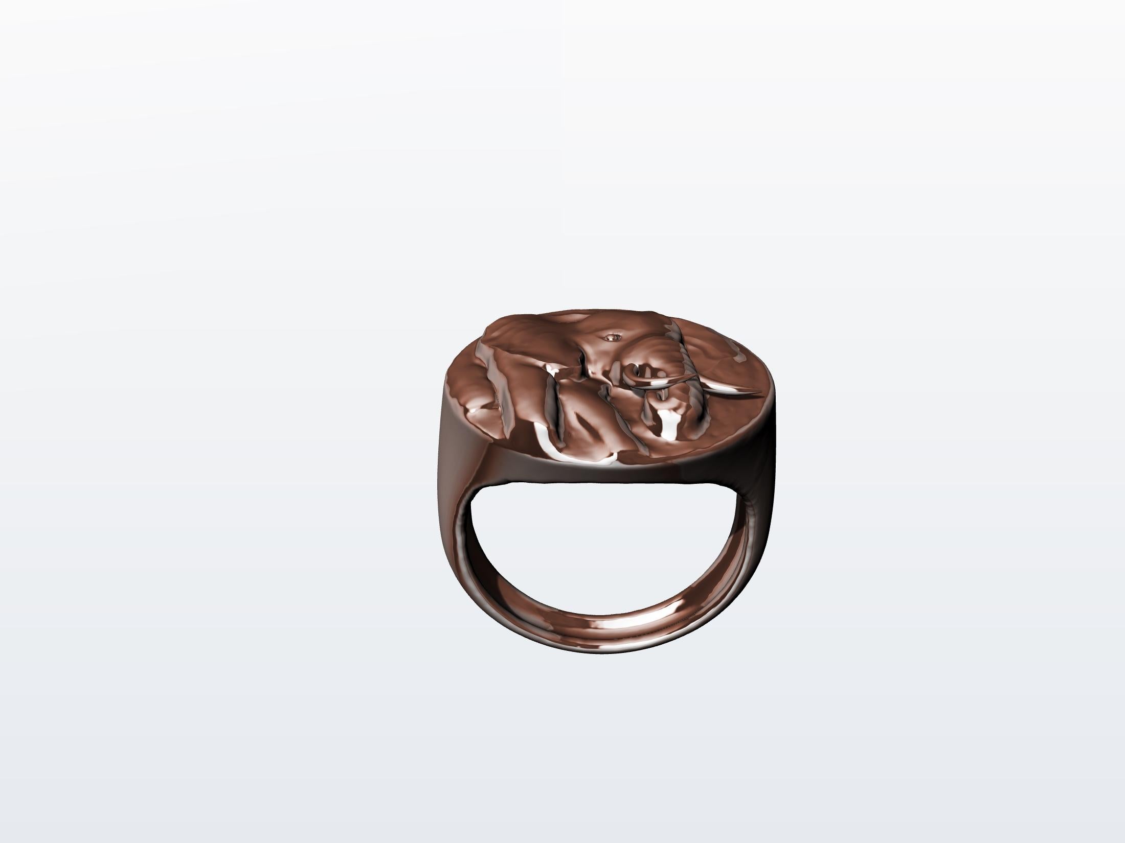 For Sale:  18 Karat Pink Gold Vermeil Elephant Signet Ring 3