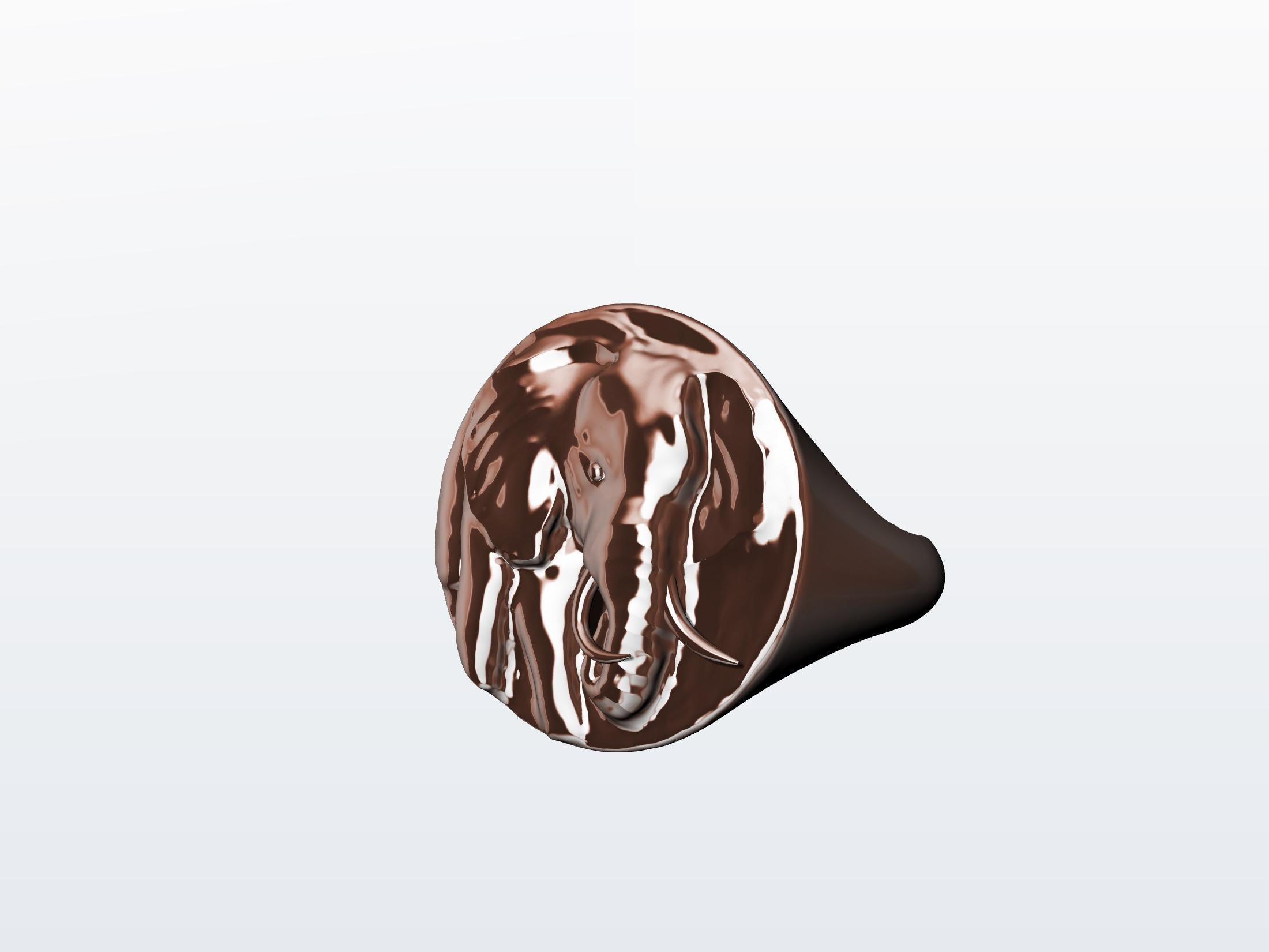 For Sale:  18 Karat Pink Gold Vermeil Elephant Signet Ring 6