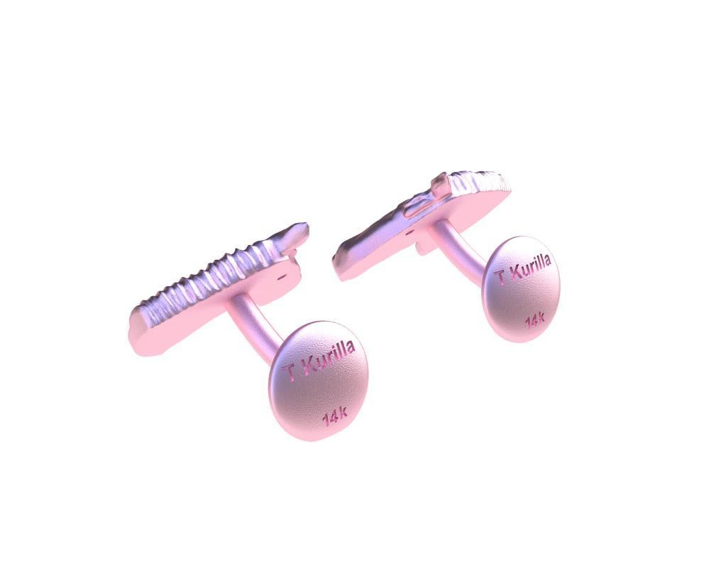 18 Karat Pink Gold Vermeil GIA Diamond Horse Cufflinks For Sale 2