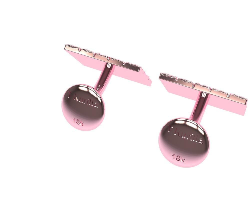 18 Karat Pink Gold Vermeil Molten Nuggets Cufflinks For Sale 1