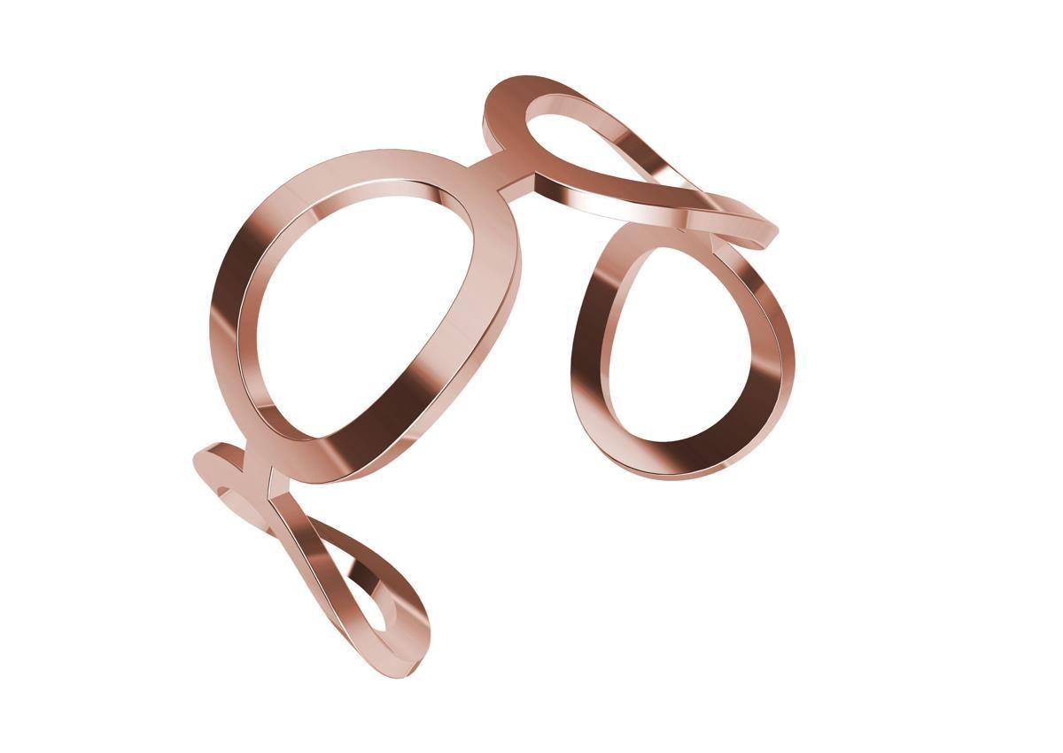 18 Karat Pink Gold Vermeil Oval Cuff Bracelet For Sale 1