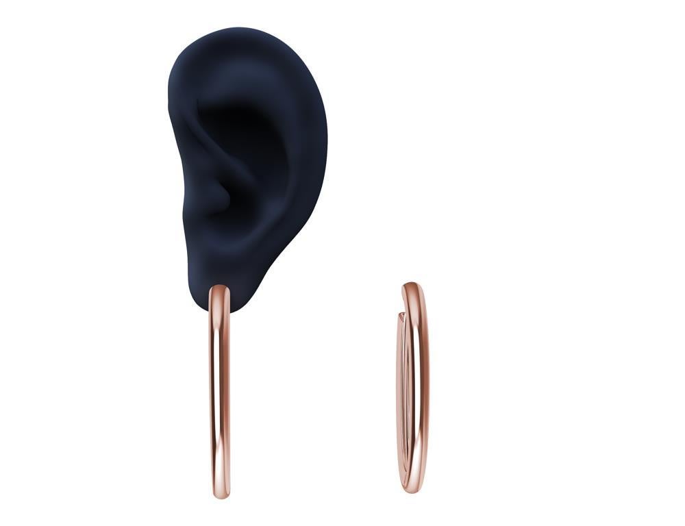 18 Karat Pink Gold Micron Plate Oval Teardrop Hoop Earrings,   Sometimes less is more. These Hoops have a teardrop profile shape. They taper from thick to thin, have a tiny open back seam so they can be hollow and  have a wider shape. Allowing for a